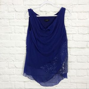 H Trend Made In Italy Cowl Asymmetrical Sequin Top